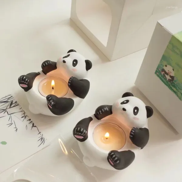 Candelabros de dibujos animados lindo panda gigante yeso candelabro té cera decoración regalo del día de San Valentín