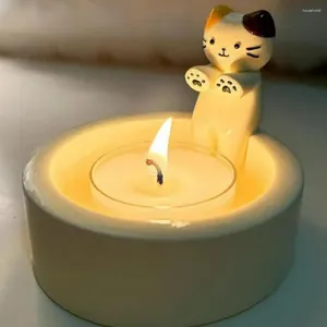 Bougeoirs dessin animé chaton porte-chat Adorable pour chambre cuisine décor résine chandelier noël