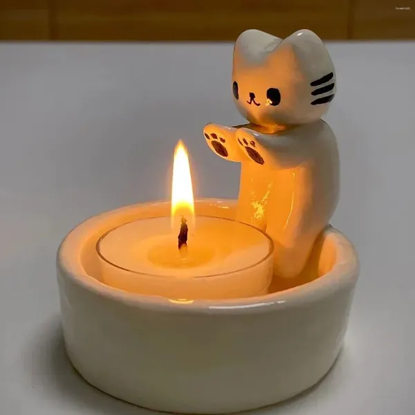Bougeoirs chat chaud soi-même support mignon grillé aromathérapie bureau décoratif ornements cadeaux d'anniversaire