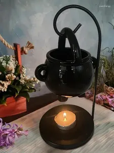 Candelabros Cauldron Wax War Mer Estufa de cerámica Bruja Sopa Taza Forma Porcelana Essen Tial Quemador de aceite Brujería de Halloween