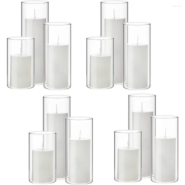 Bougeoirs pièce maîtresse ensemble de 12 bougies pilier blanc et porte-vase cylindrique en verre décoration de la maison décor jardin