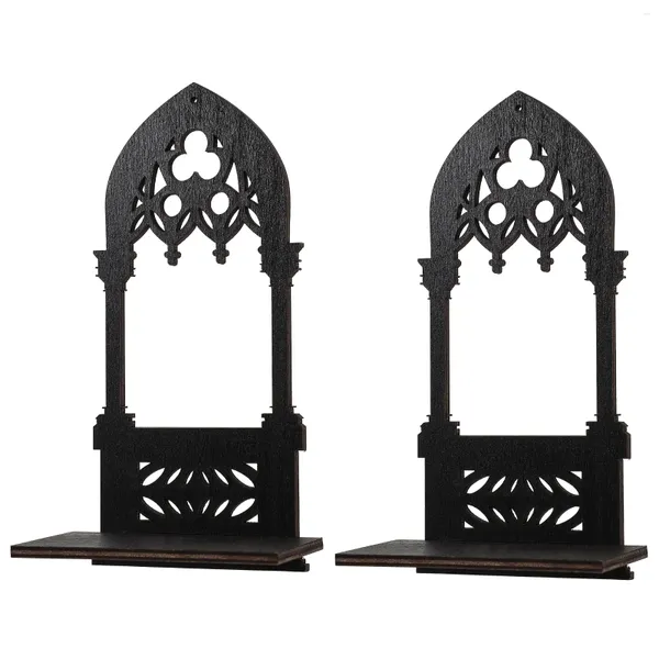 Cougettes centres de table pour tables support gothique de chandelier Statue en bois de pilier noir décorer décorer