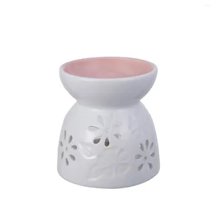 Bougeoirs en céramique lampes à huiles essentielles porte-brûleur d'arôme parfum thé lumière étui rose pour bougies