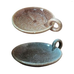 Soportes de candelabros Soporte de cerámica con plato decorativo para el mango para
