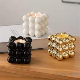 Bougeoirs porte-céramique pour bougie chauffe-plat 3D Cube mariage fête d'anniversaire Table pièce maîtresse décor