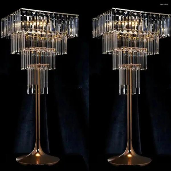 Candelabros que cambian el oro y la plata cuadrado acrílico cristal árbol lámpara sin luz LED mesa de boda centro de mesa flor camino conduce