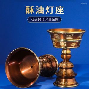 Bougeoirs Chine Tibetan Pure Copper Huile Lampe de lampe d'or trace pour Bouddha Base Household Candlestick Decoration rétro