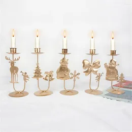 Bandlers de Noël chandelier Santa Claus Snowflake Noël Ornement de fer Cadeau de bureau pour table décor art la lampe à thé