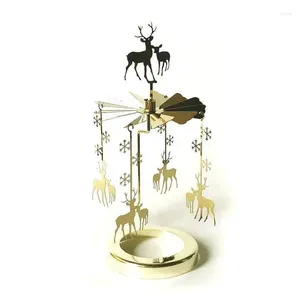 Bougeoirs Décoration de Noël Verre Coud Coud en acier inoxydable Carrousel Rotation Halking Light Light Strlestick