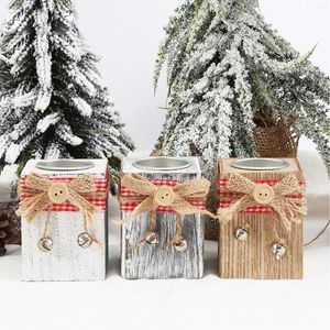 Bandlers Decorations de Noël 2024 Candlestick en bois rétro créatif pour la table de table de mariage de mariage décoration