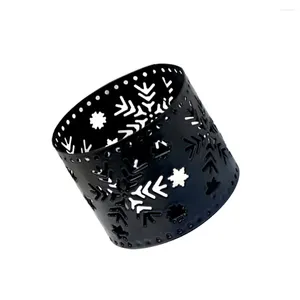 Kandelaars kerstdecoraties Iron Hollow Holder glazen top eettafel winterkaarsen decoratief