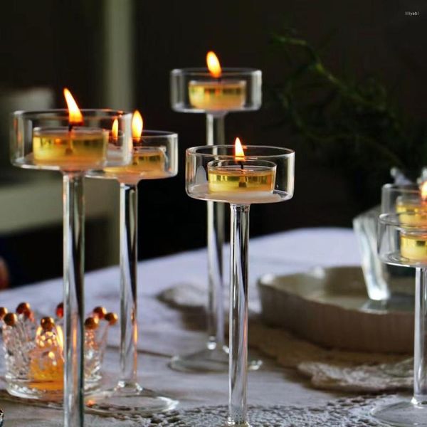 Bougeoirs De Noël En Verre Menorah Décoration De La Maison De Mariage Saint Valentin Romantique Aux Chandelles Dîner Ornements