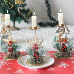 Candelabros de Navidad, candelabro de hierro dorado, soporte de adorno de Navidad, colgantes de alce de copo de nieve, decoración feliz 2024, feliz año