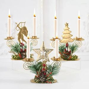 Bandlers Christmas Golden Fer Double chandelier Santa Claus Snowflake Tree Habet Home Year Year Table Ornement