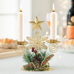 Candlers Christmas Golden Fer Whited Fon Candlestick Santa Claus Snowflake Star Elk Holder Ornaments