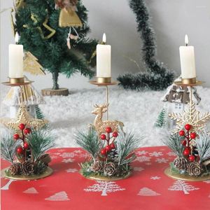 Kandelaars Kerst Gouden Smeedijzeren Kandelaar Kerstman Sneeuwvlok Ster Elanden Houder Tafelornamenten Kerstcadeaus Jaar