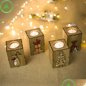 Bandlers Solder de Noël 9x7x7cm Mini Mode de décoration de chandelle en bois en bois du renne Tuoight pour la décoration intérieure de Noël woo dhywp