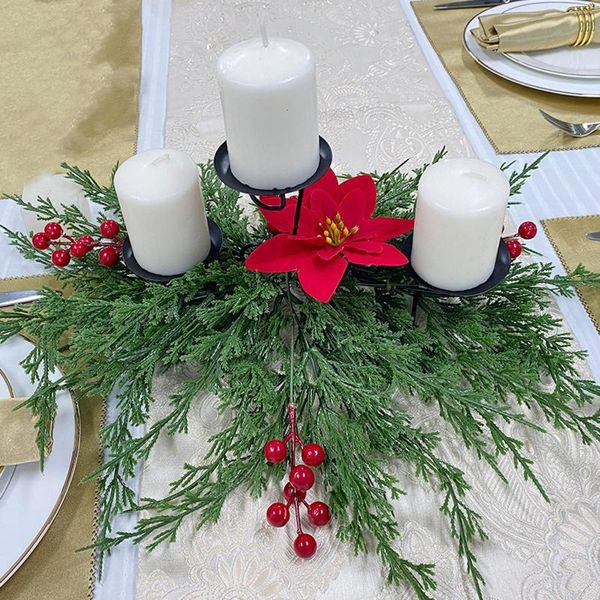 Candlers porte-Noël aiguilles poinles poinsettia rouge table maître de table avec 3 festivals décoration maison