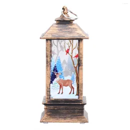 Kaarsenhouders Kerstmis Portable Storm Lantern Creative Small Bronze Elk Patroon Hangend Licht Decoratieve vintage lamp zonder batterij