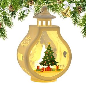 Kandelaars Kersttafellamp Oplichtende lantaarns met sneeuwpop, elanden en kerstman Kleine mini-led-nacht voor vakantiedecor