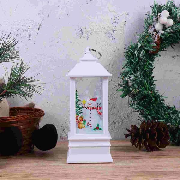 Candelabros Tema navideño Linterna decorativa Lámpara de noche adorable Exquisita luz LED de escritorio para el dormitorio del hogar (muñeco de nieve blanco grande