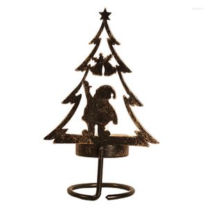 Bougeoirs arbre de noël photophore support de maison en métal décorations de lumière de thé pour les fêtes de mariage chambre