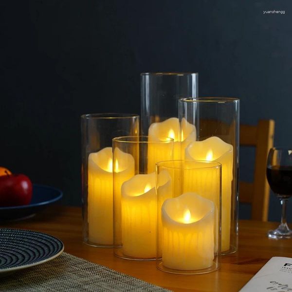 Boteros de velas Cilindro de vidrio transparente Jarrón de flores de mesa para decoraciones de bodas y centros de mesa formales