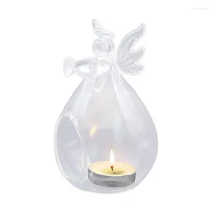 Kandelaars Clear Glass Tealight Anti-Wind Heat-Resistente Angel Candlestick Tea Lights Candles voor bruiloft centerpieces en