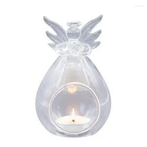 Kandelhouders Duidelijke houder Anti-Wind hittebestendige Angel Glass Candlestick Tea Lights kaarsen voor bruiloft centerpieces en