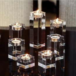 Bougeoirs Clair K9 Quadrate Cristal Chandelier Pour Romantique Aux Chandelles Décoration De Mariage Maison