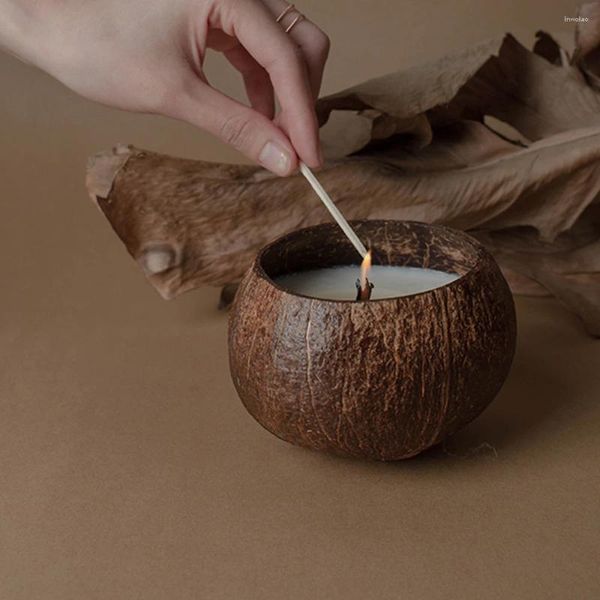 Candlers Coconut Colonder Coineur Contaiteur naturel (pas de bougie) Volisse de table Decoration Art Home