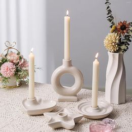 Bougeoirs créatifs en céramique gris clair poli, bougeoirs au Design moderne, Articles décoratifs de table