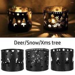 Bandlers Creative Christmas Candlestick Iron Hollow Snowflake Holder Merry Party Decorations For Home Table Ornements