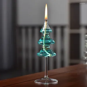 Kandelaars creatieve kerstboomglas kandelaar ornamenten Noordse romantische eenvoudige moderne huishoudelijke tafel van het huishoudelijk huishoudeloze butterlamp