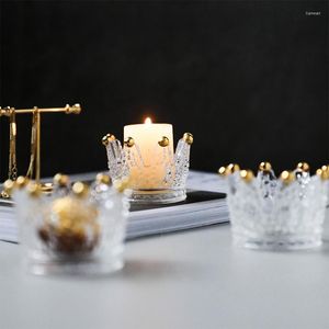 Bougeoirs créatif couronne Relief chandelier verre petit support centres de Table de mariage bougies de Table décoration de la maison
