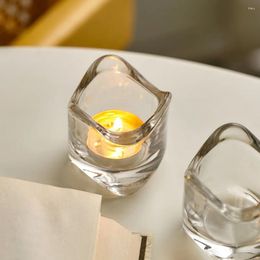Kaarsenhouders creatieve gebogen cilindrische houder tafel decor accessoires transparant glas cup moderne slaapkamer prullaria prullaria