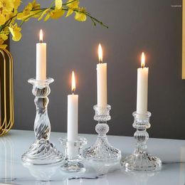 Kandelaars Creatieve glazen houder Nordic Decor Candlestick Romantic Stand Desk Accessories Wedding Centerpieces Ornament Gifts