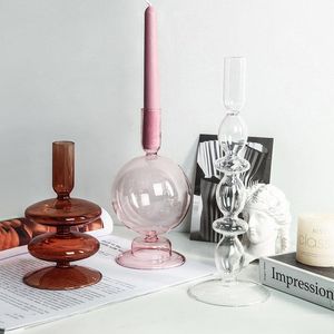 Candle Houders Creative Glass Holder Nordic Modern Decoration Miniatuur Model Home Candlestick Diner Tafel Decor Ornament