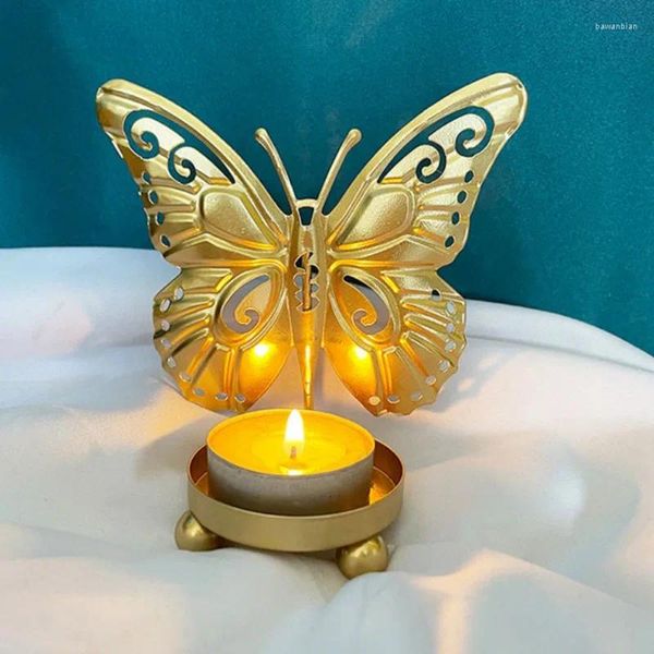 Candlers Creative Gold Butterfly Holder Exquise Shape Table Table Candlestick for Romantic Wedding Centresces Decor