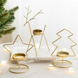 Candlers porteurs créatifs antidéform metal décoratif pentagramme elfe arbre chandelle pour la maison de table de Noël de Noël décoration