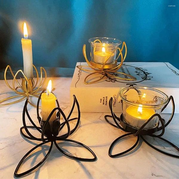 Candlers Creative Lotus Candlestick Bedroom salon Desktop Iron Ornaments Holder Metal Crafts Table Home Decor