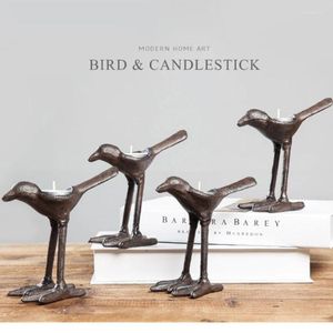 Kaarsenhouders creatief metaal gietijzeren kandelaar retro verjaardag cadeau vogel high foot kaarslicht eettafel ornament