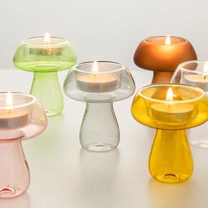 Soportes de velas Soporte de forma de hongo creativo Candelera Nordic Candlestick Simple Desktop Ornnnments Farty Farty Home Decor