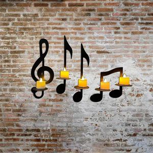 Candle Holders Creative Music Note Wall SCONCE Treble Clef Quarter Dubbel voor kantoorwinkel werf Porch Garagedeur Home Decor