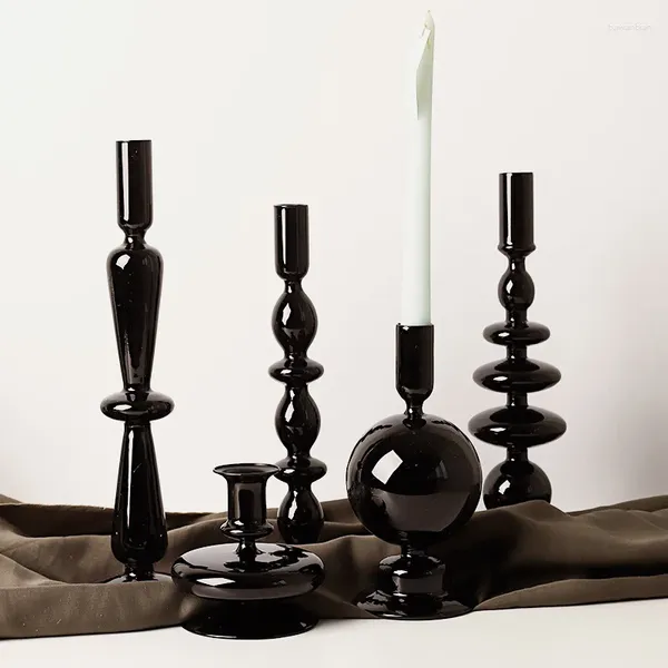 Bandlers créatifs en verre nodique chandelle noire bâton canlde stand artisanat art salon room vase vase fleur décoration intérieure