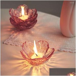 Bandlers Creative Creative Pink Flower Holder moderne Glass Candlestick Artisan