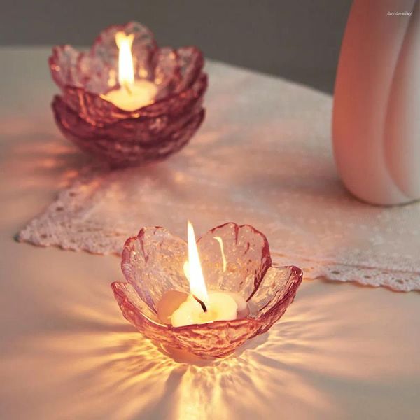 Candlers Creative Creative Pink Flower Solder En verre moderne Colgènes d'artisanat pour la maison décoration de table de mariage décoration en cristal conteneur