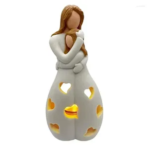 Kaarsenhouders creatieve harshouder staande moeder knuffelende dochter standbeeld geleid home decoratie Moederdag herdenkingsgeschenken