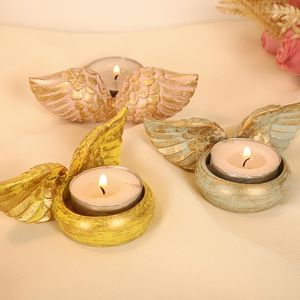 Candle Holders Creative Retro Do Old Resin Arts and Crafts Levering Circular With Wings Candlestick Decoration