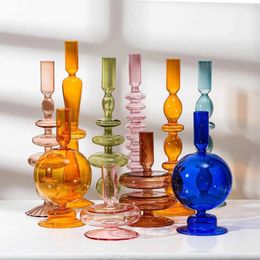 Candlers Creative Simple Glass Glass Congle Vase Crafts Ins Net Red Art Salon Home Stay Table Decorations avec des fleurs séchées H240517